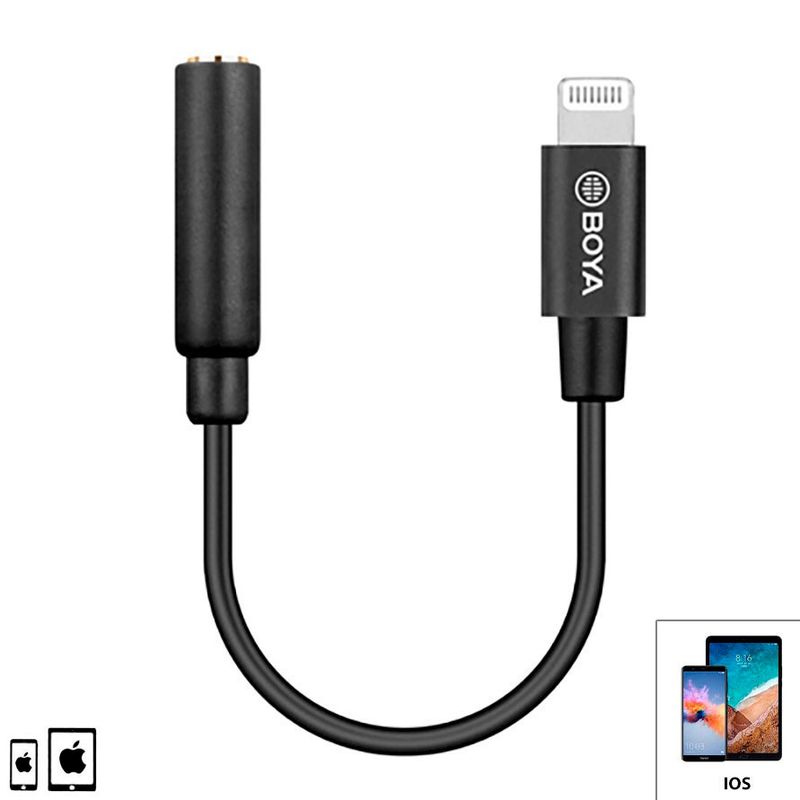 BOYA - Adaptador de Micrófono BOYA BY-K3 mini Plug Jack TRRS a Lightning IOS