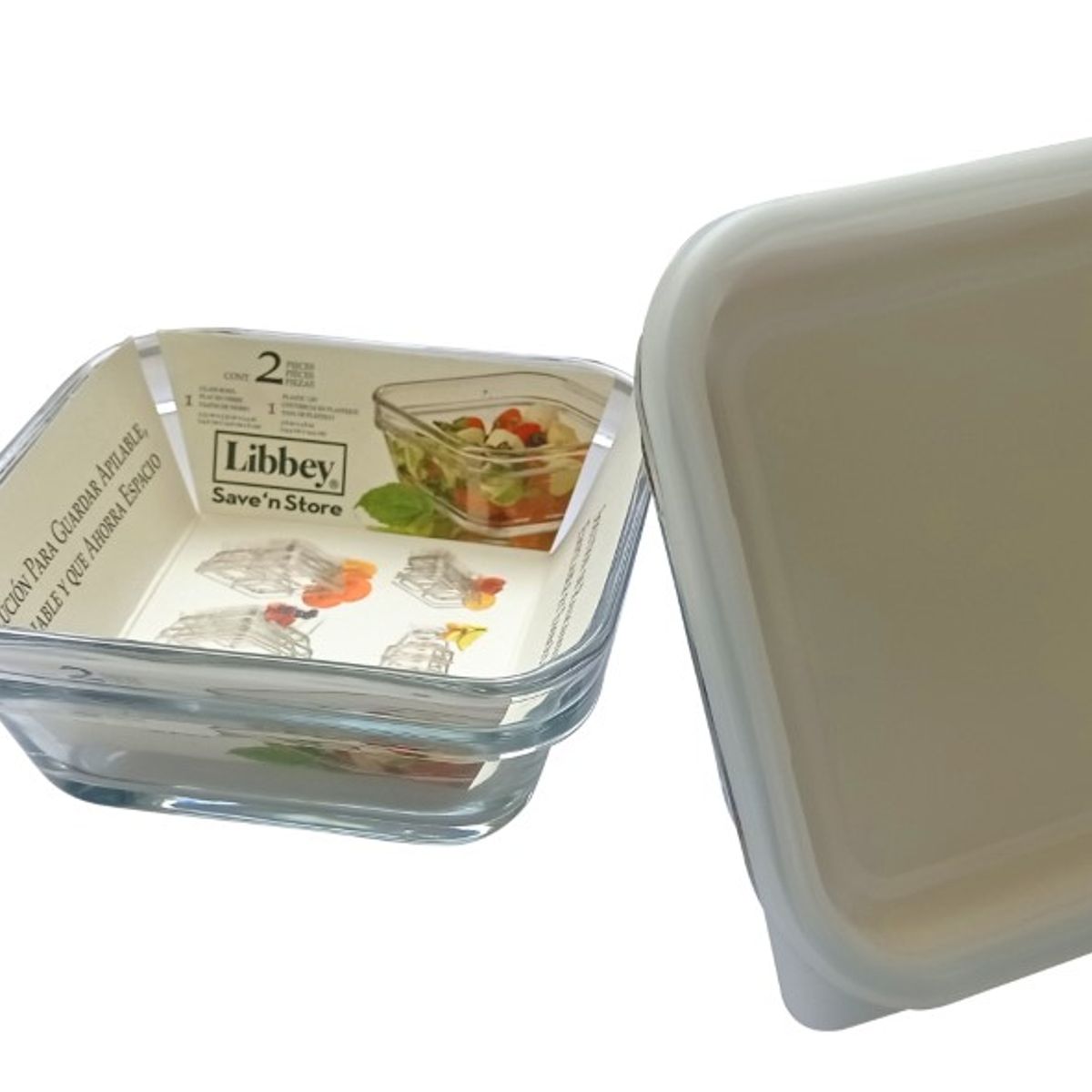 LIBBEY - Refractario de vidrio mediano 1.6 litros con tapa de plástico