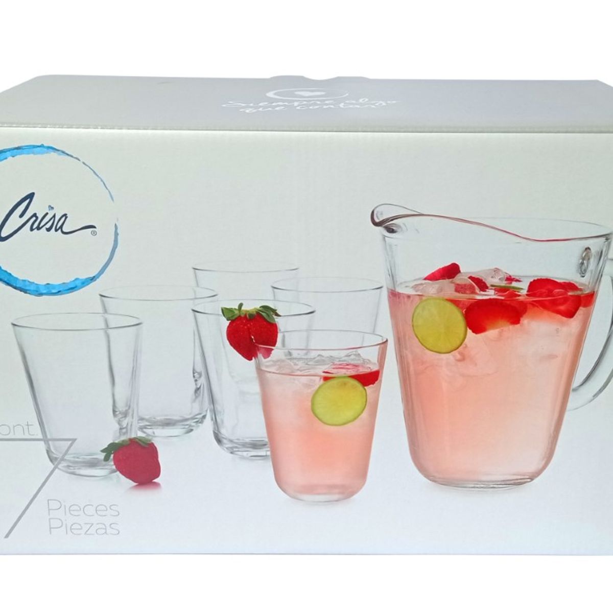 LIBBEY - Set de 7 piezas de vidrio jarra más 6 vasos