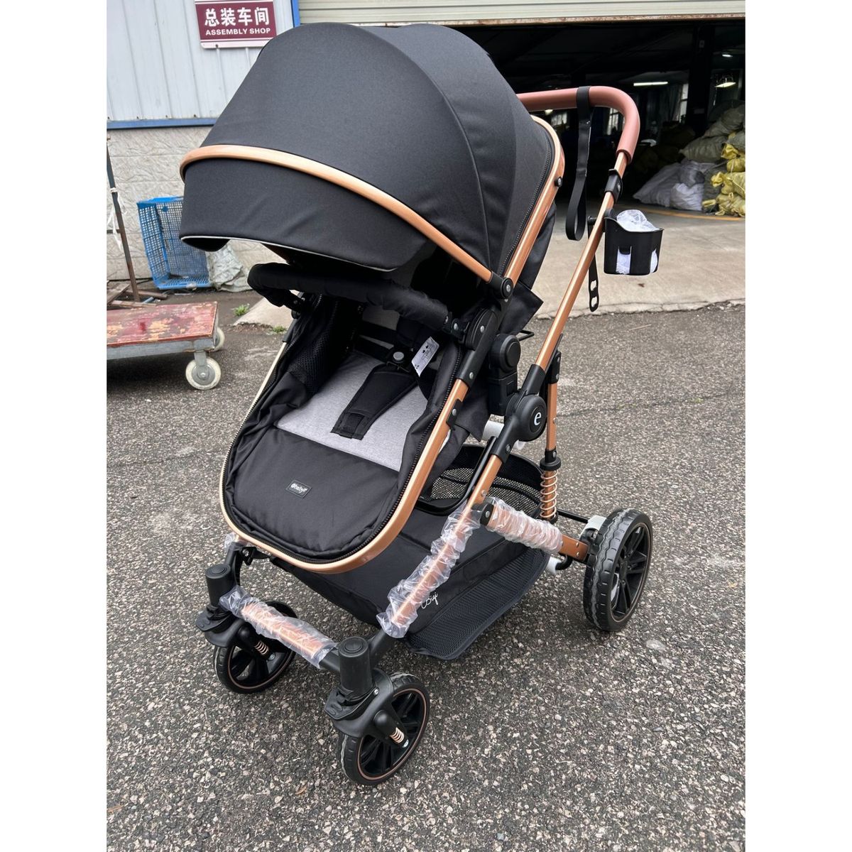 EBABY - Coche cuna de Lujo Mango Reversible Bigi Gris con tull