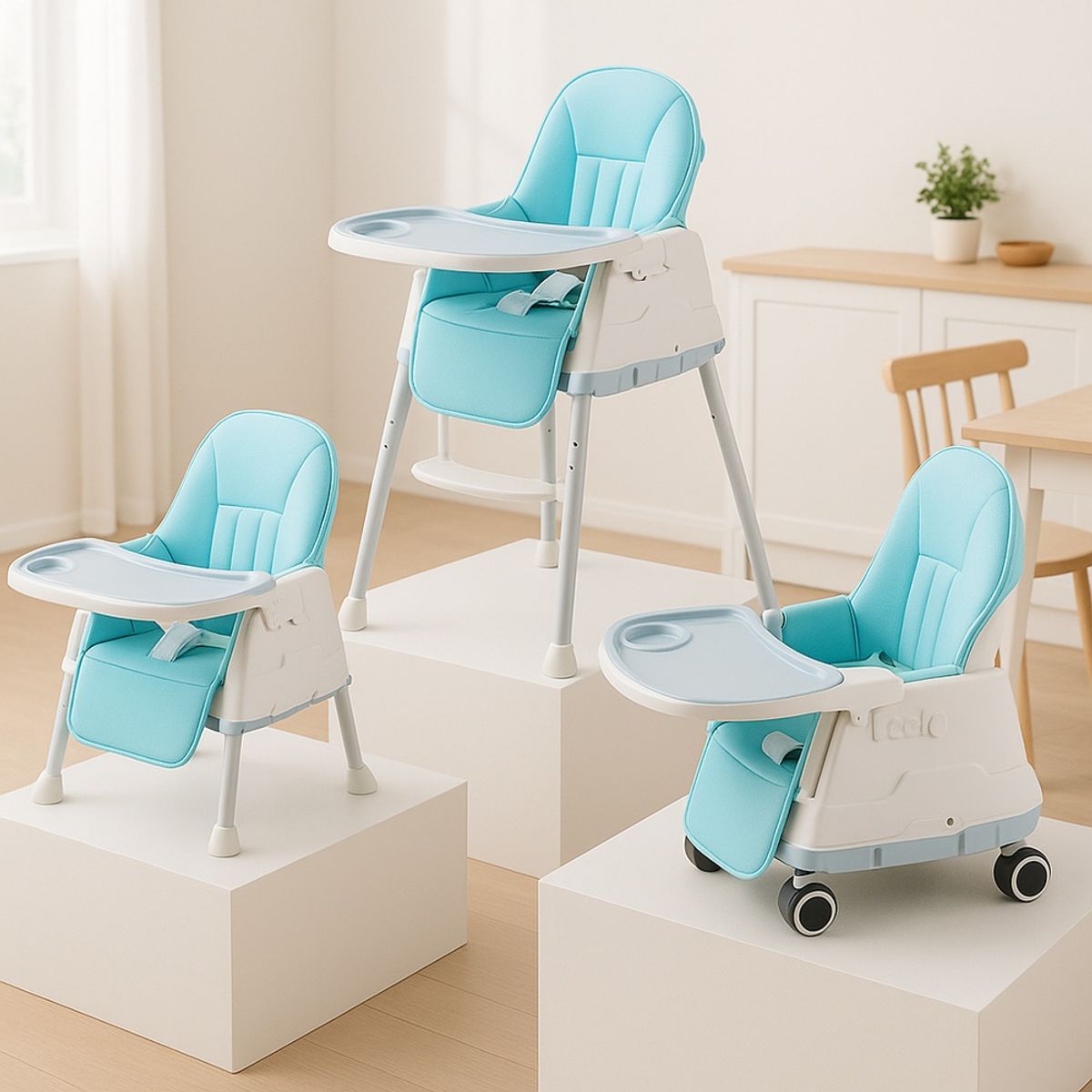 GENERICO - Silla de Comer  Carrito Multifuncional Celeste