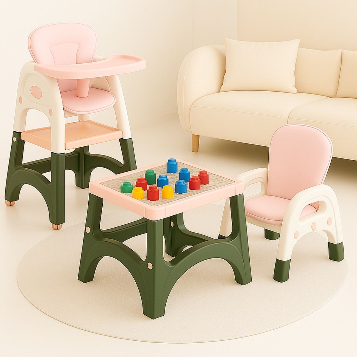 GENERICO - Silla de Comer  Mesa de Juegos Multifuncional Rosado