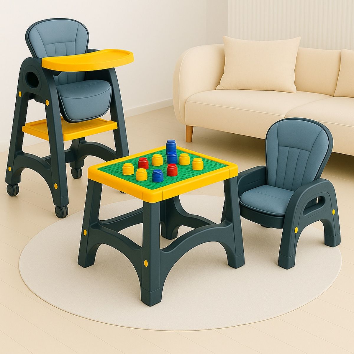 GENERICO - Silla de Comer  Mesa de Juegos Multifuncional Azul