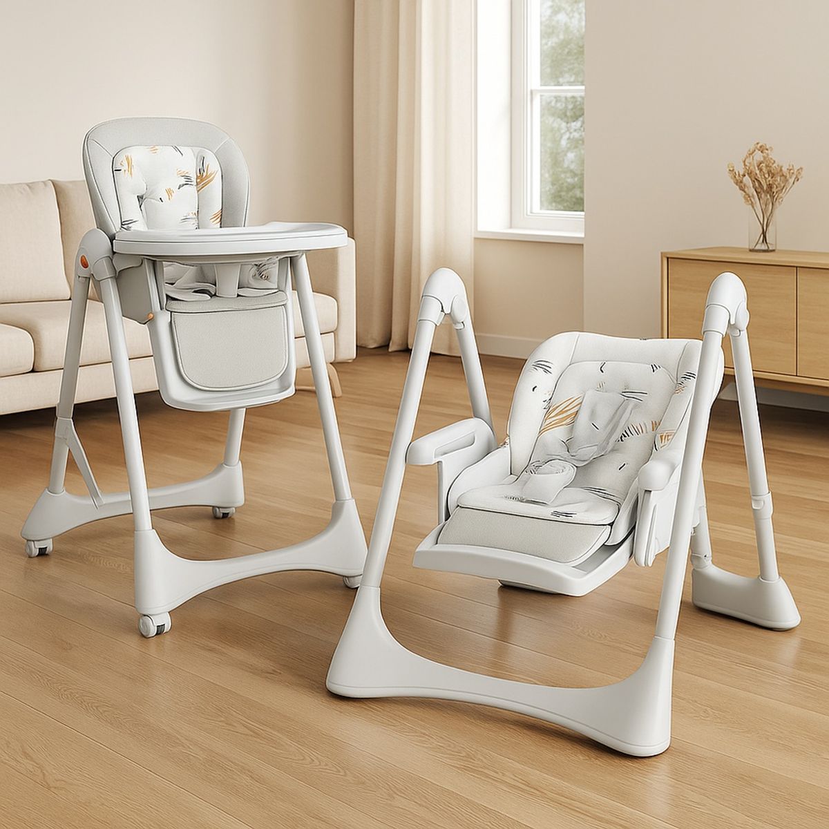 GENERICO - Silla de Comer  Mecedora Multifuncional Gris