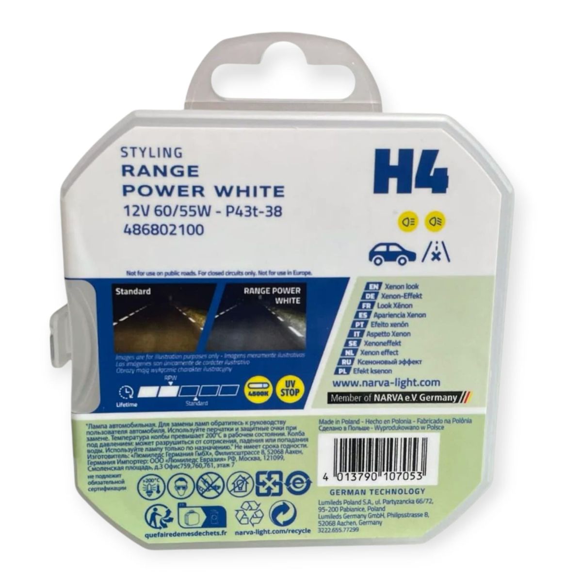 NARVA - Foco Narva Xenón H4 12v 60x55w P43T Luz Blanca