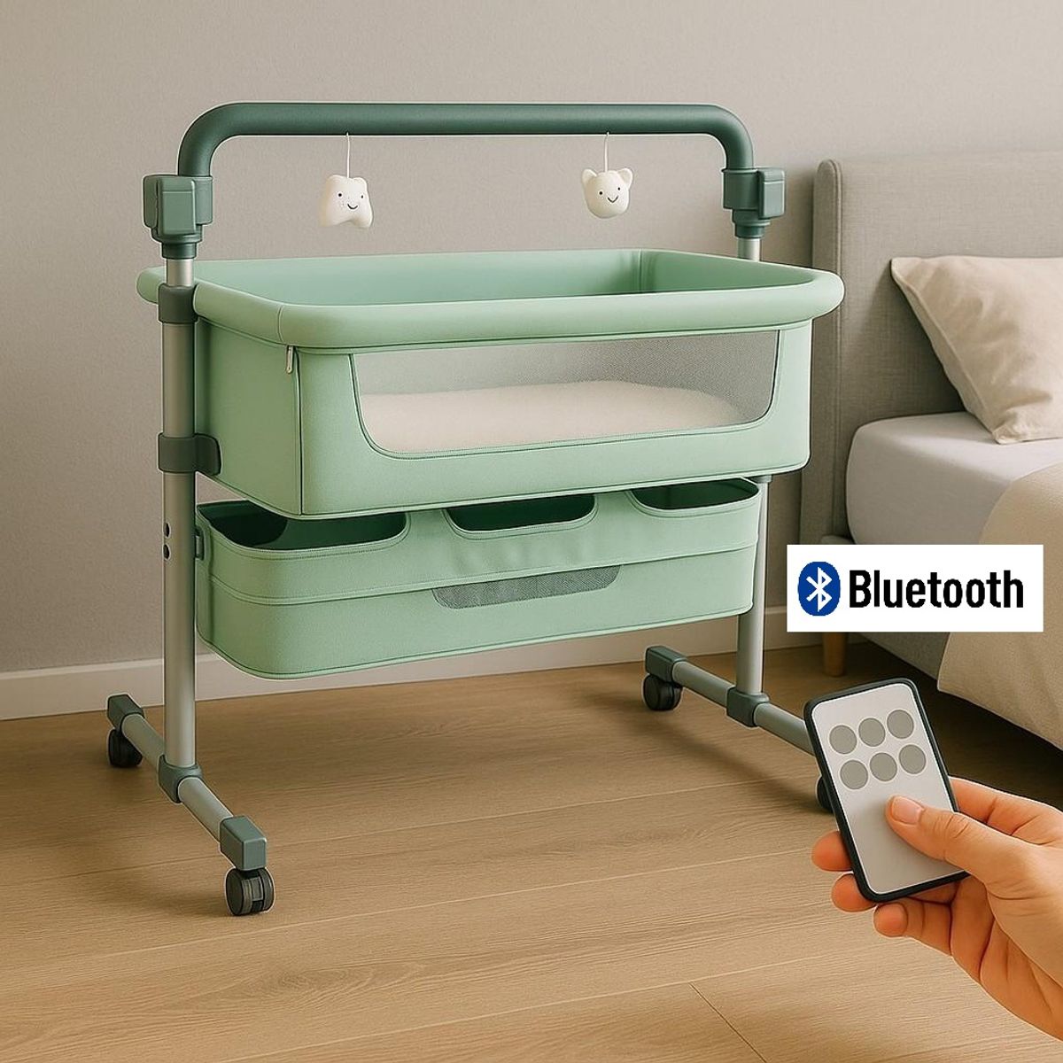 GENERICO - Cuna Mecedora Colecho Eléctrica Smart Anti Reflujo Verde