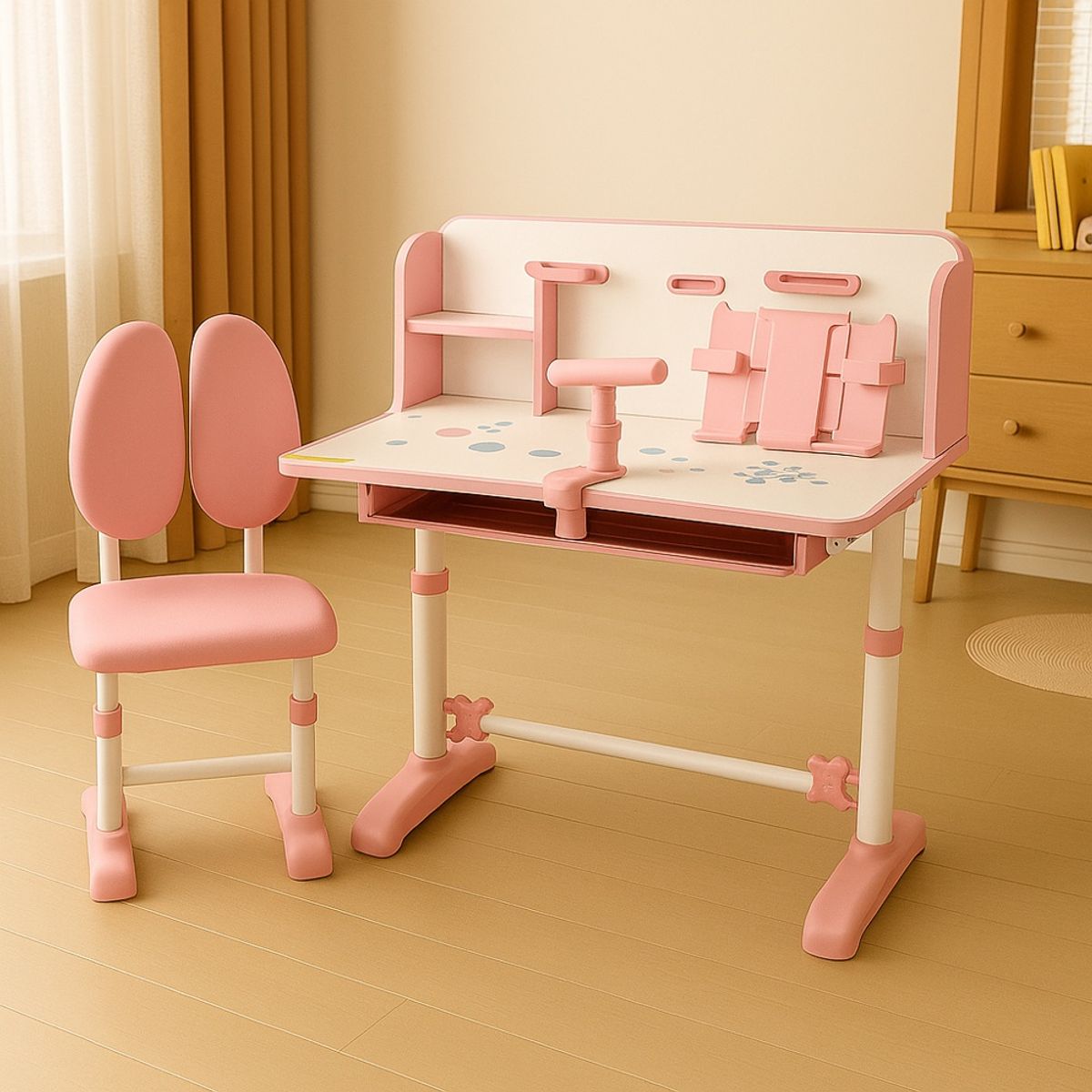 GENERICO - Set de Escritorio Infantil Regulable Multifuncional Rosado