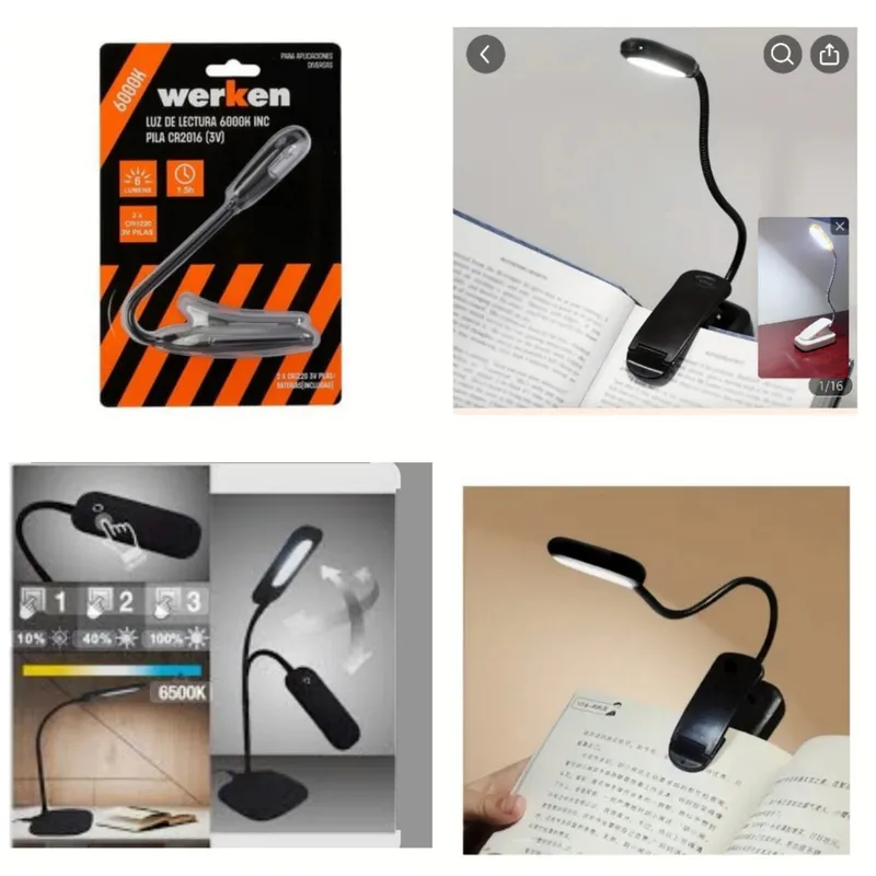 GENERICO - LUZ DE LECTURA   WERKEN 6000K COLOR NEGRO PILA CR2016 3V