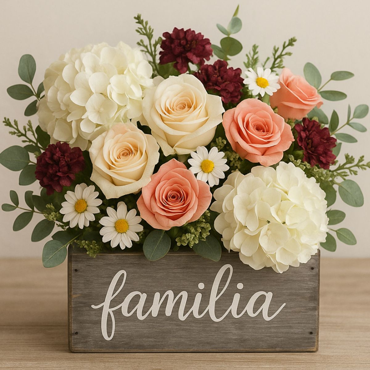 BOSQUE INVERNAL DECORACION ECO ALTERNATIVA - Arreglo floral artificial  en caja de madera