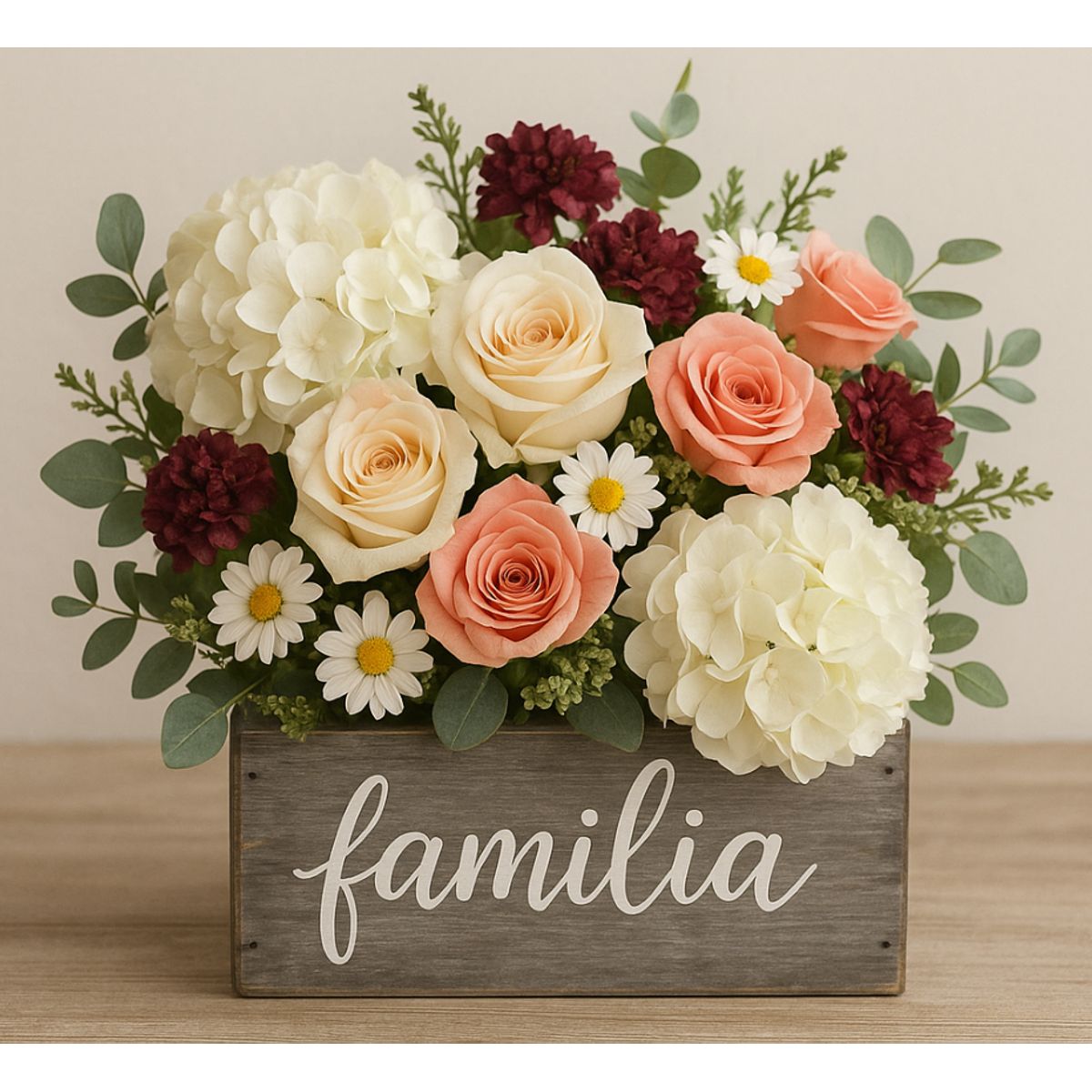 BOSQUE INVERNAL DECORACION ECO ALTERNATIVA - Arreglo floral artificial  en caja de madera