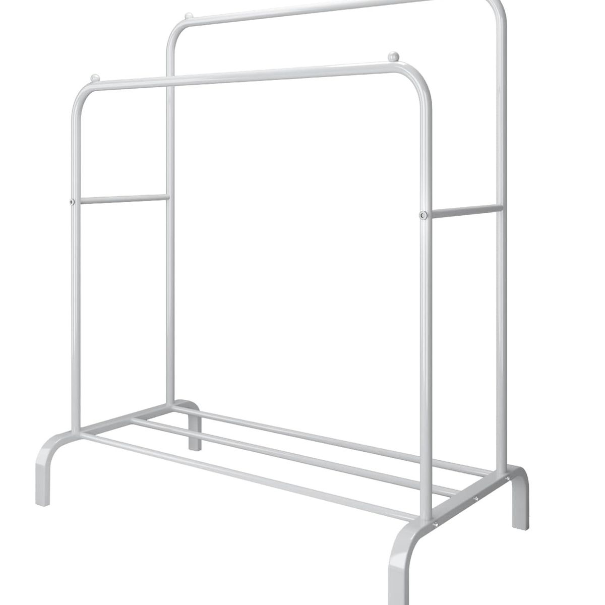 GENERICO - PERCHERO DE METAL CON RIEL PARA ROPA DOBLE BARRA PARA DORMITORIO BLANCO