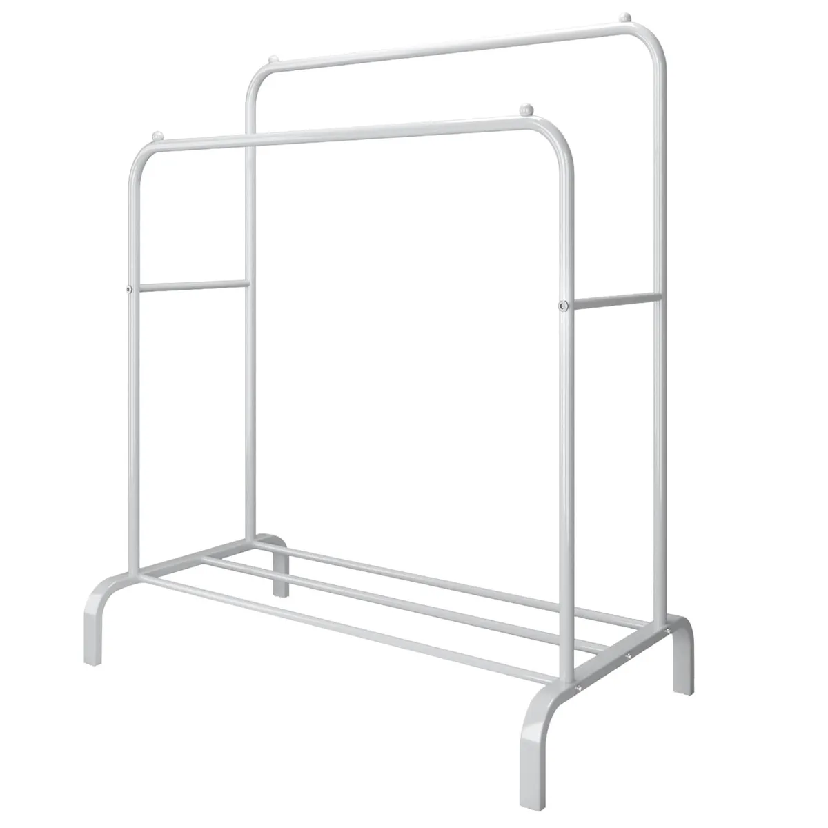 GENERICO - PERCHERO DE METAL CON RIEL PARA ROPA DOBLE BARRA PARA DORMITORIO BLANCO