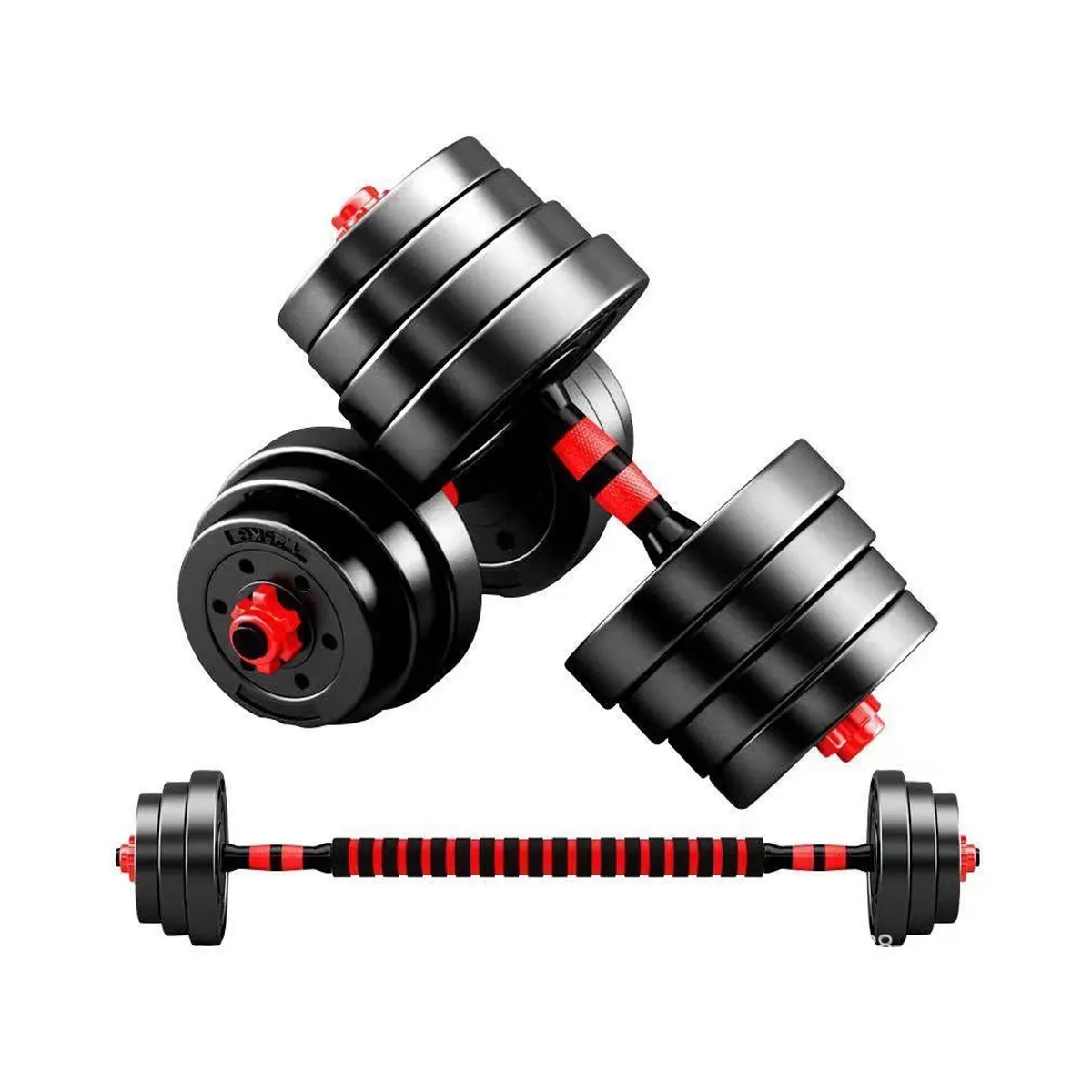 GENERICO - Set Pesas 30kg Convertible A Barra Y Pesa Rusa Mancuernas