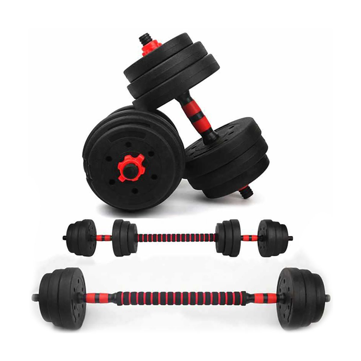 GENERICO - Mancuernas Set de 30 Kg Convertibles + Barra + Asas