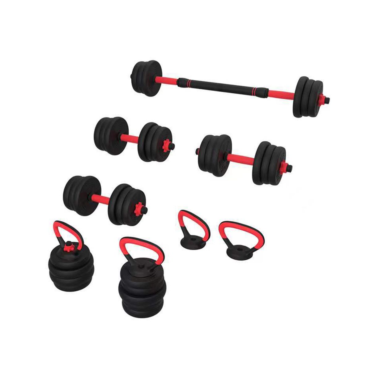 GENERICO - Mancuernas Set de 30 Kg Convertibles + Barra + Asas