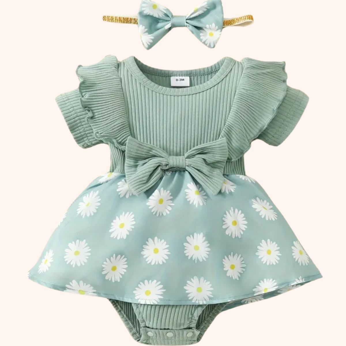 GENERICO - Vestido para Bebé Niña con Lazo y Estampado Floral