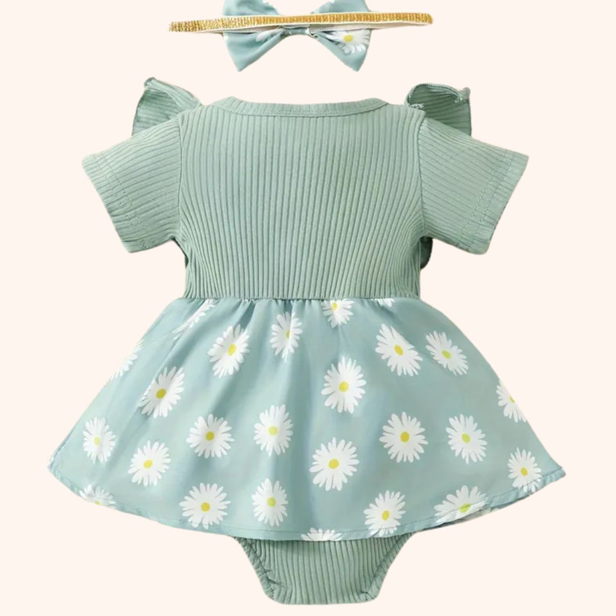 GENERICO - Vestido para Bebé Niña con Lazo y Estampado Floral