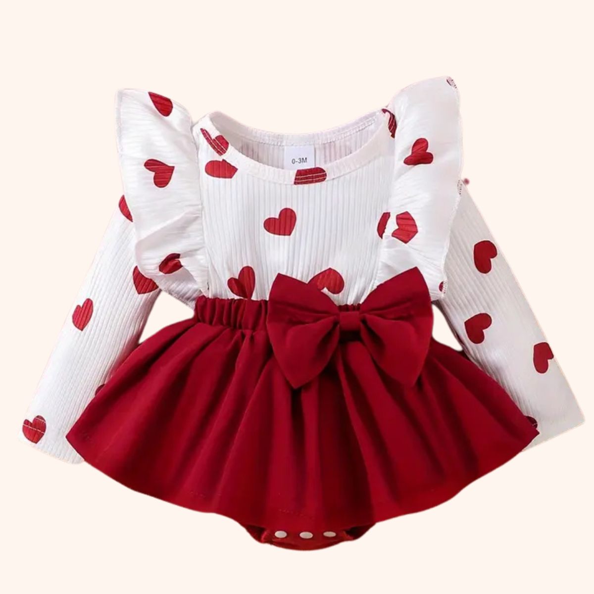 GENERICO - Conjunto de vestido elegante con estampado de corazón para bebe niña