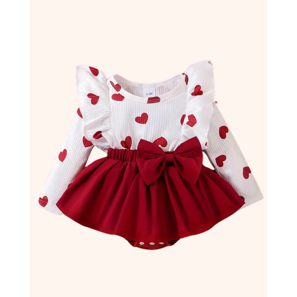 GENERICO - Conjunto de vestido elegante con estampado de corazón para bebe niña