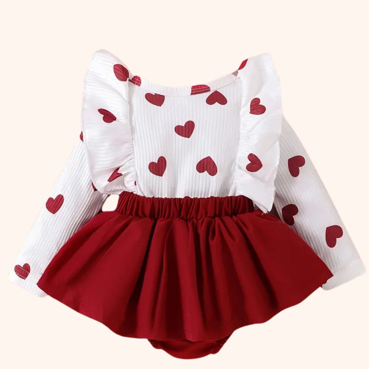GENERICO - Conjunto de vestido elegante con estampado de corazón para bebe niña