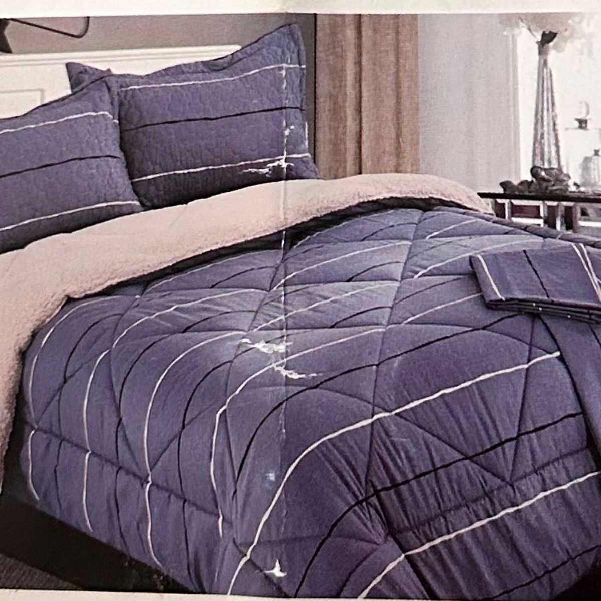 MINGDA - Set de Edredon 2 Pz c/ Carnero + Set Sabanas + Fundas 5 Piezas PREMIUN