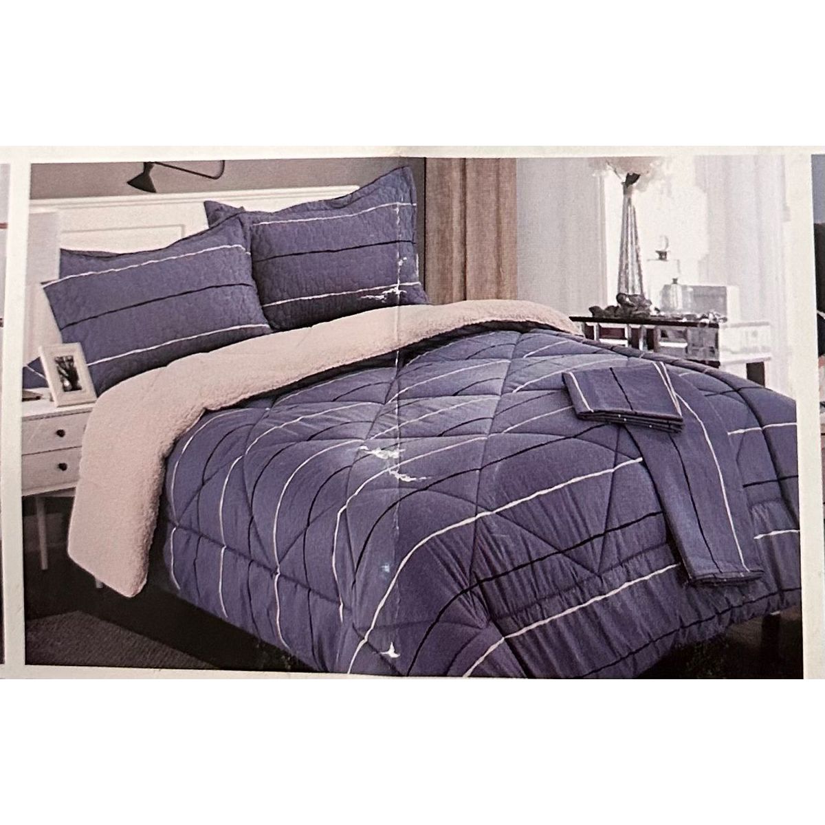 MINGDA - Set de Edredon 2 Pz c/ Carnero + Set Sabanas + Fundas 5 Piezas PREMIUN