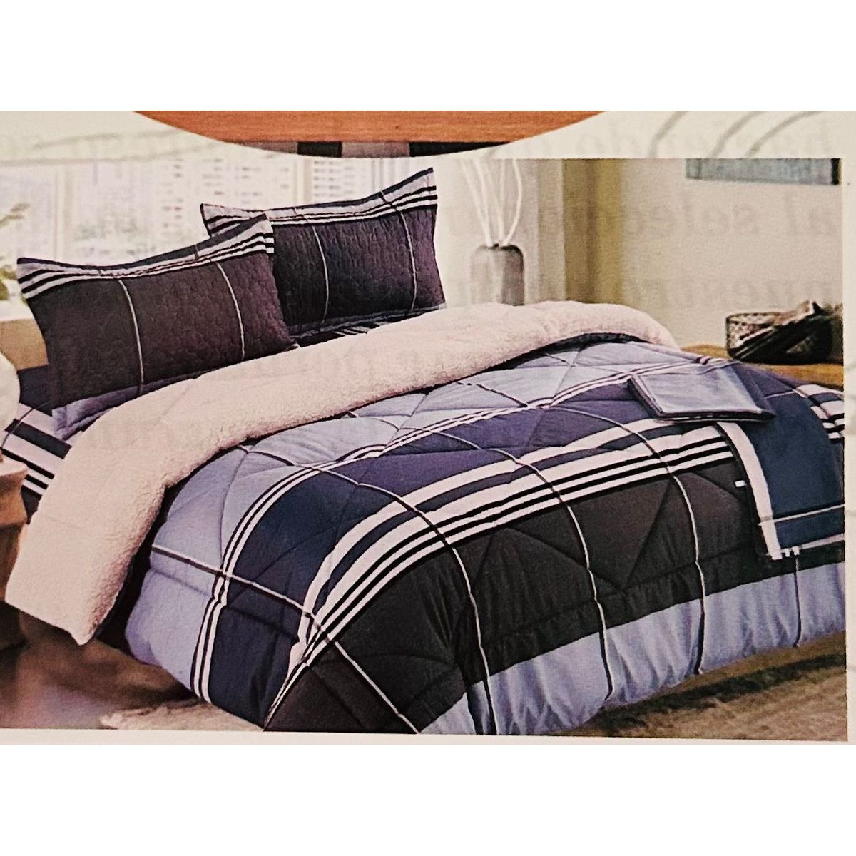 MINGDA - Set de Edredon 2 Pz c/ Carnero + Set Sabanas + Fundas 5 Piezas PREMIUN