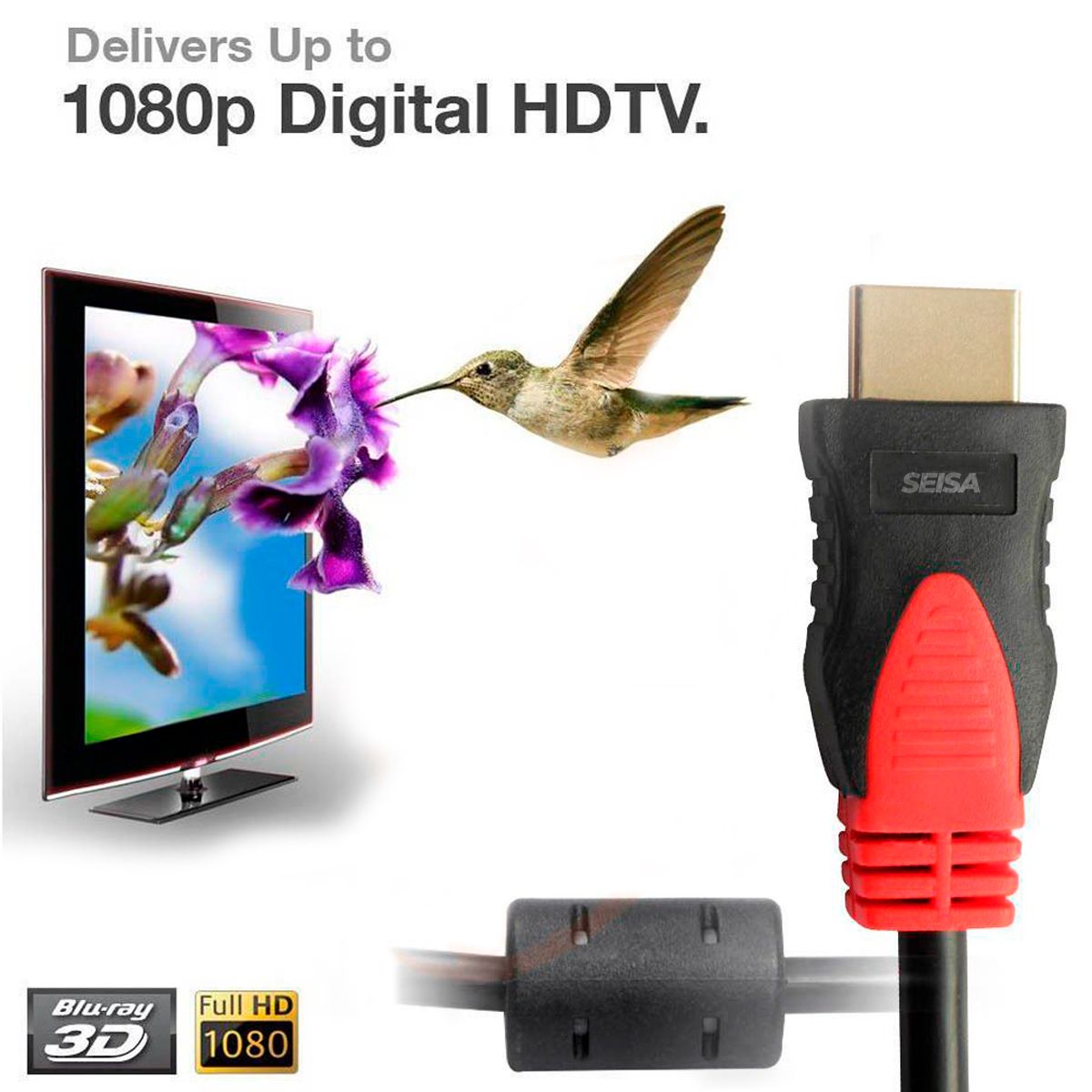 SEISA - Cable HDMI 15 Metros Trenzado Con Doble Filtro Full HD