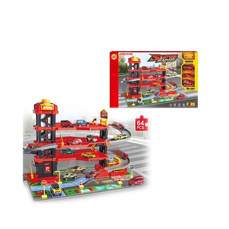 GENERICO - Pista Estacionamiento de Bomberos luz sonido y 3 carritos