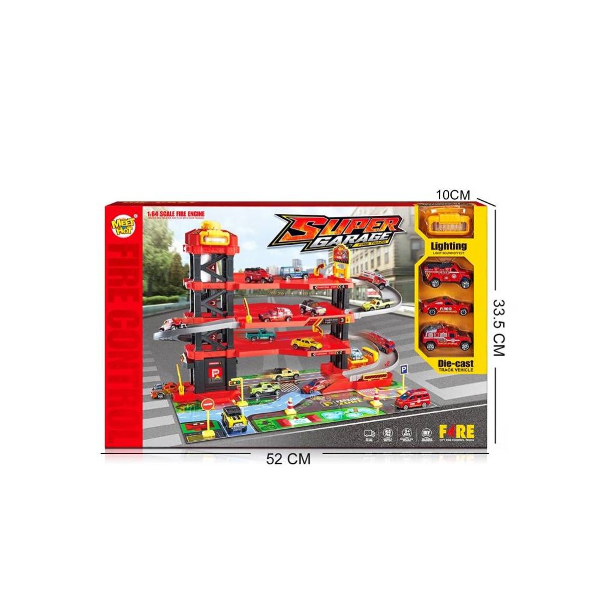 GENERICO - Pista Estacionamiento de Bomberos luz sonido y 3 carritos