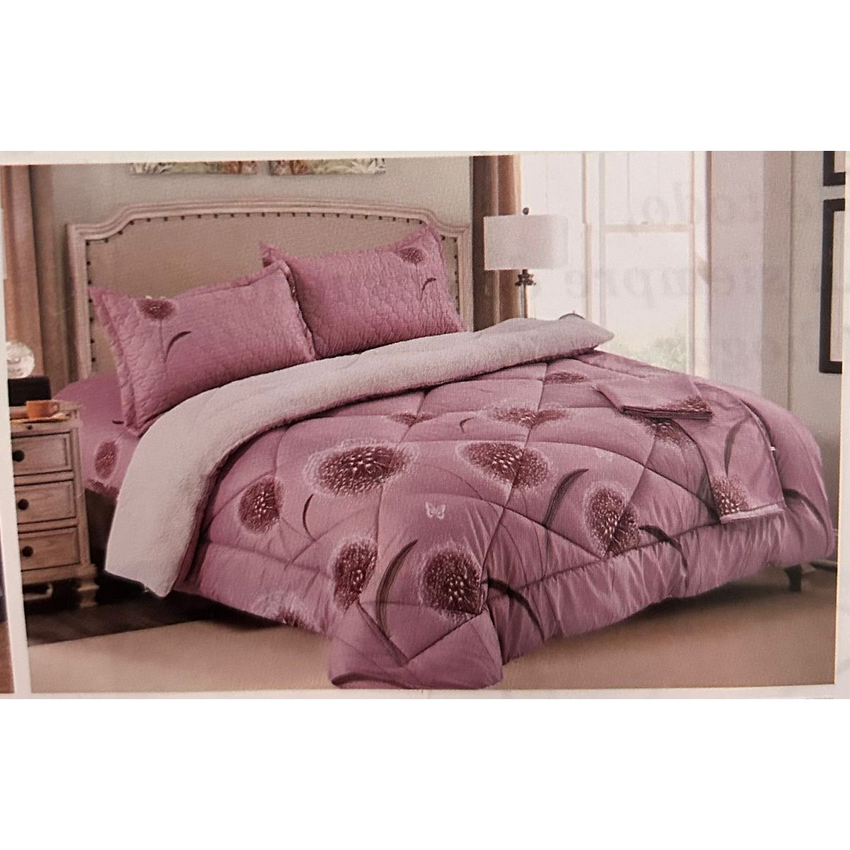 MINGDA - Set de Edredon 2 Pz c/ Carnero + Set Sabanas + Fundas 5 Piezas PREMIUN