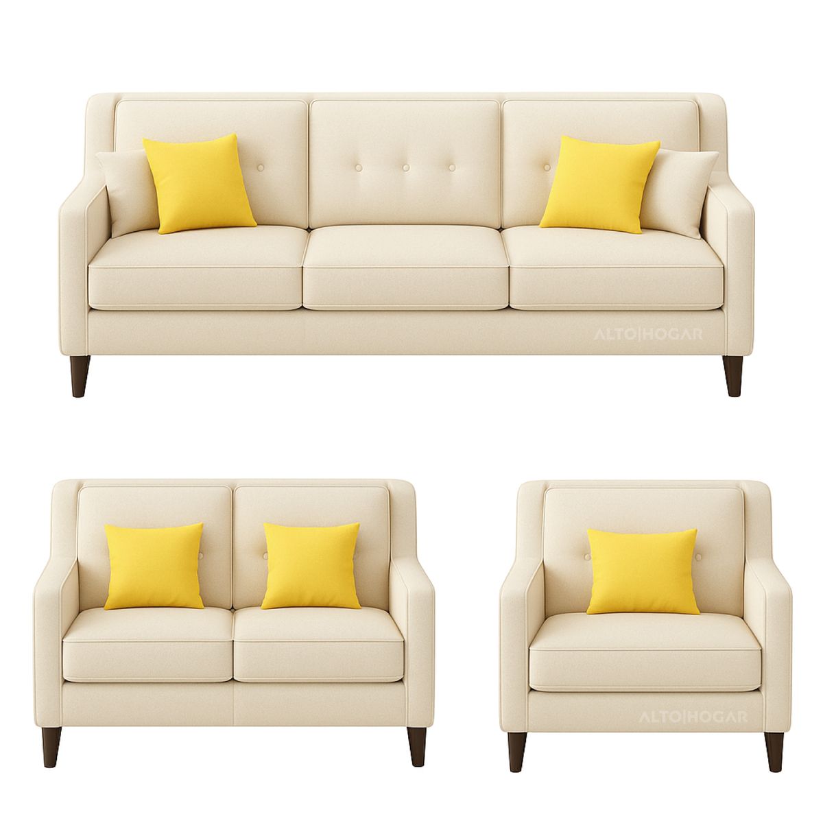 ALTO HOGAR - Juego de Sala 3 2 1 Colette Crema Tapiz Antifluido