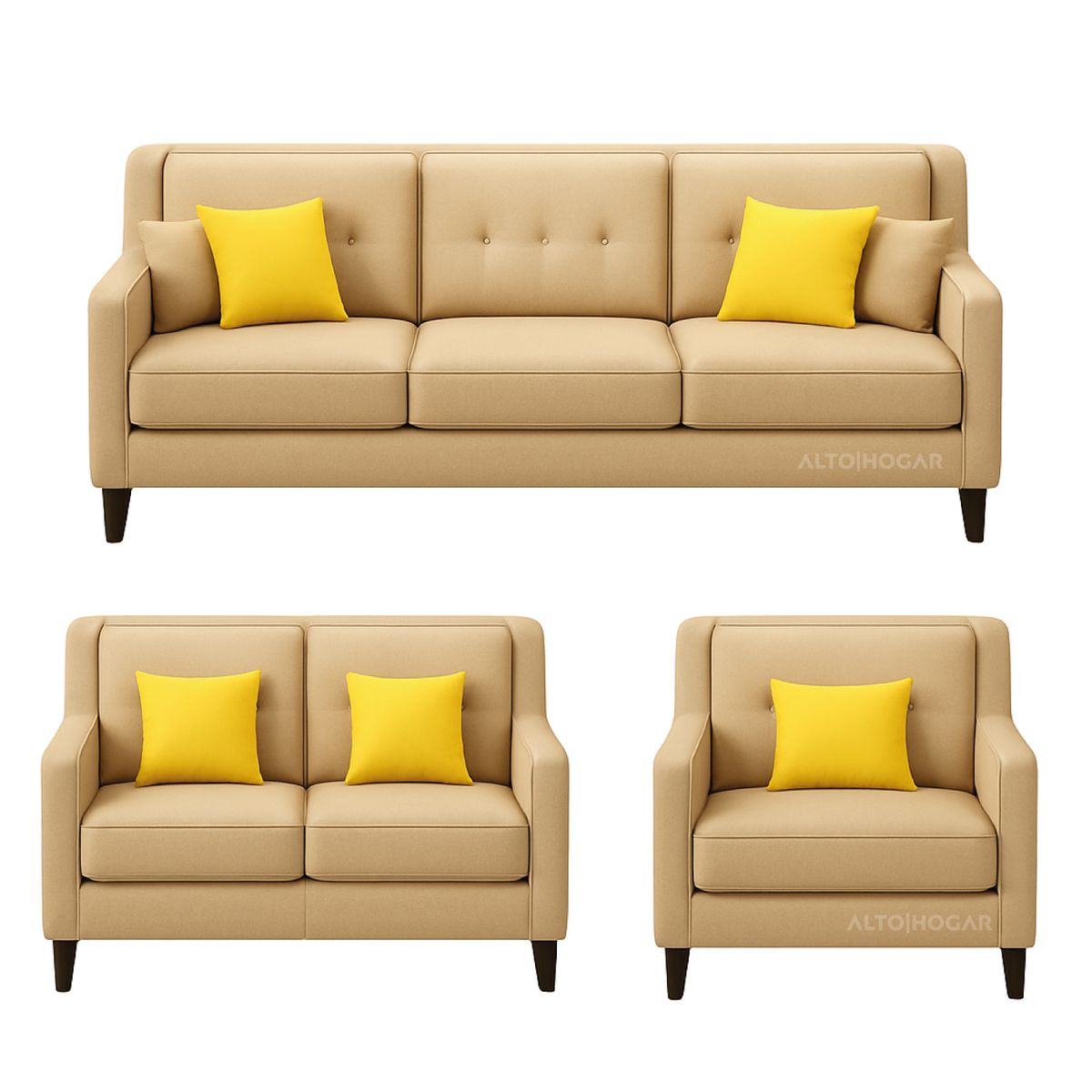 ALTO HOGAR - Juego de Sala 3 2 1 Colette Beige Tapiz Antifluido