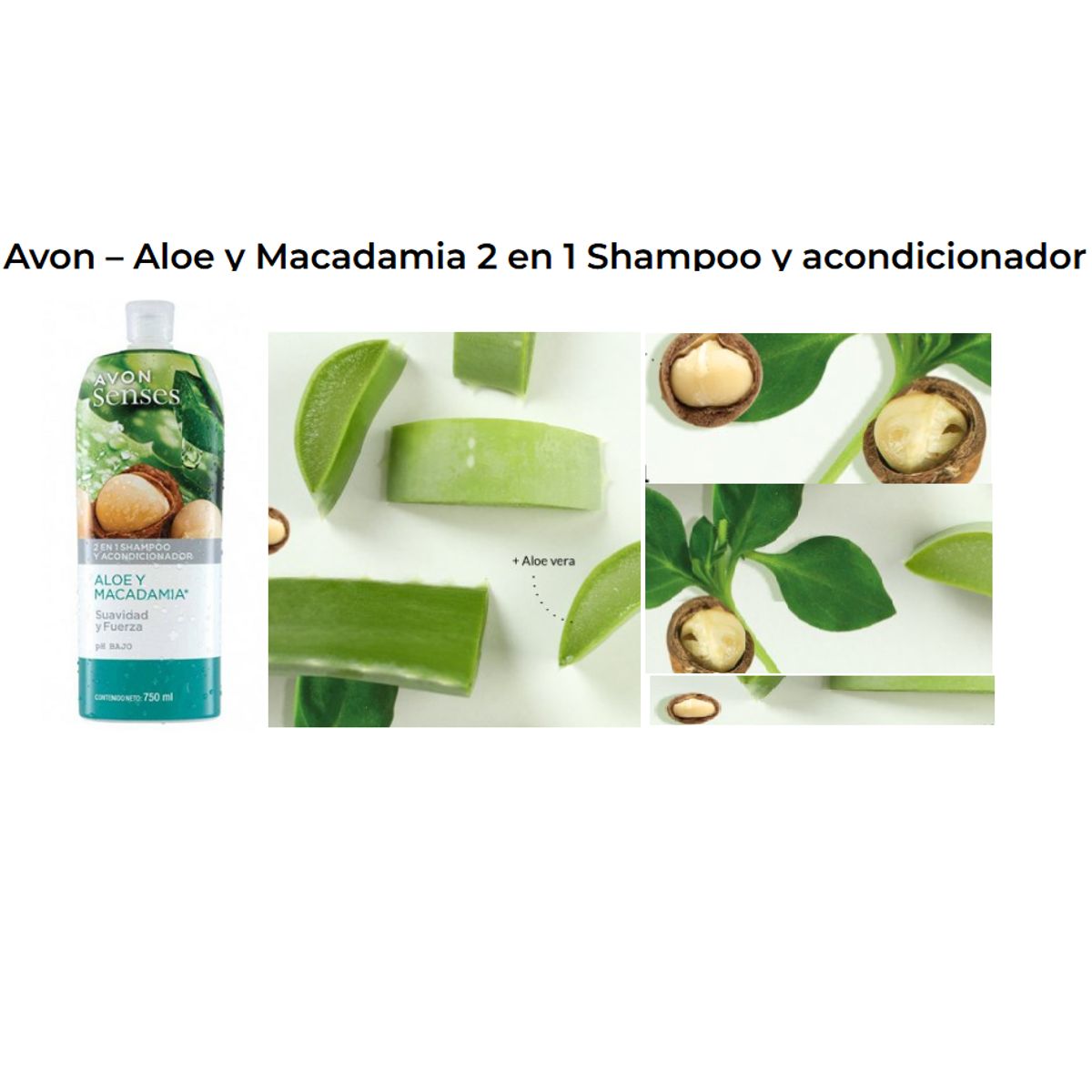 AVON - Shampoo + Acondicionador  2 en 1 aloe y macadamia