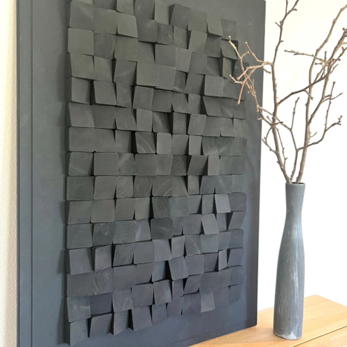BOSQUE INVERNAL DECORACION ECO ALTERNATIVA - Cuadro  mosaico en madera ALL BLACK