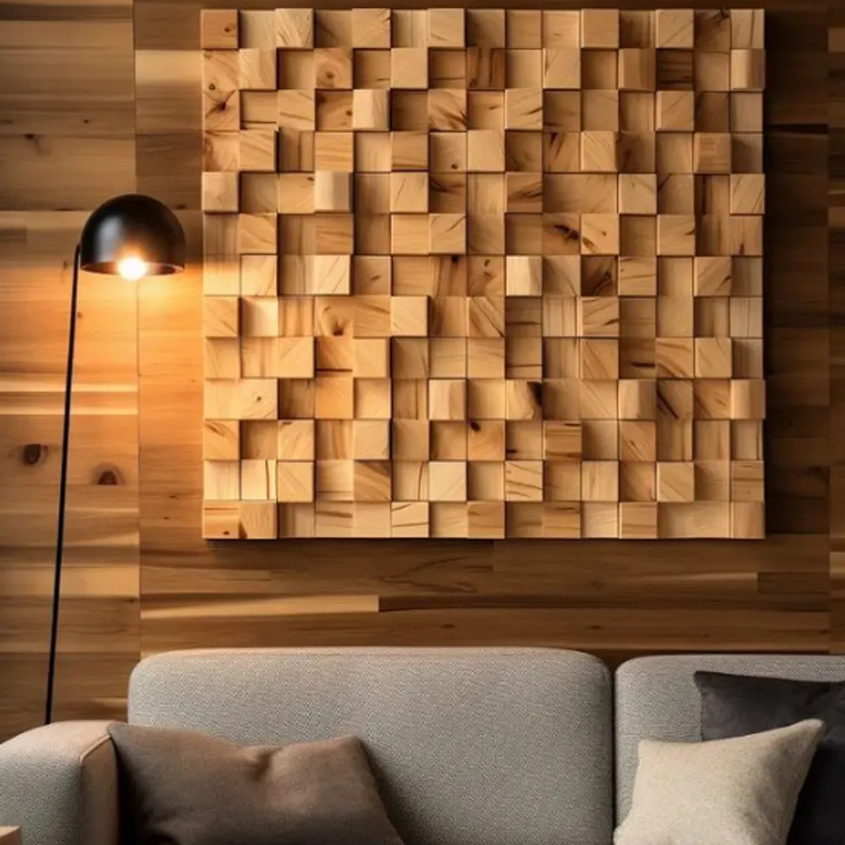 BOSQUE INVERNAL DECORACION ECO ALTERNATIVA - Cuadro mosaico solido en madera natural
