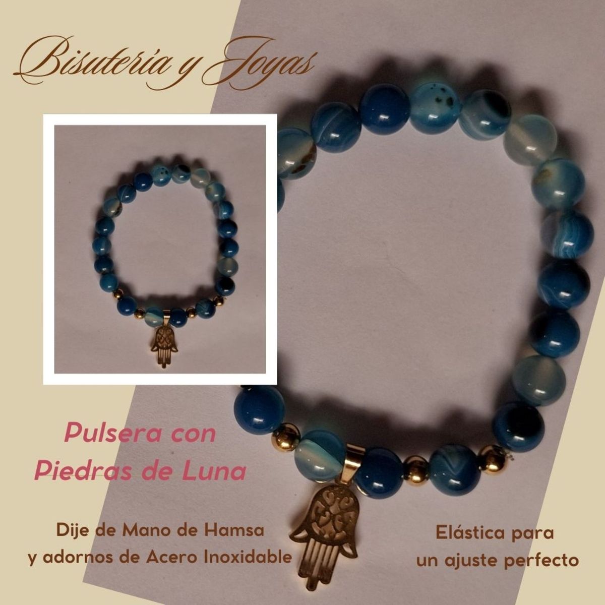 GENERICO - Pack de Pulseras Elástica con Piedras de Luna