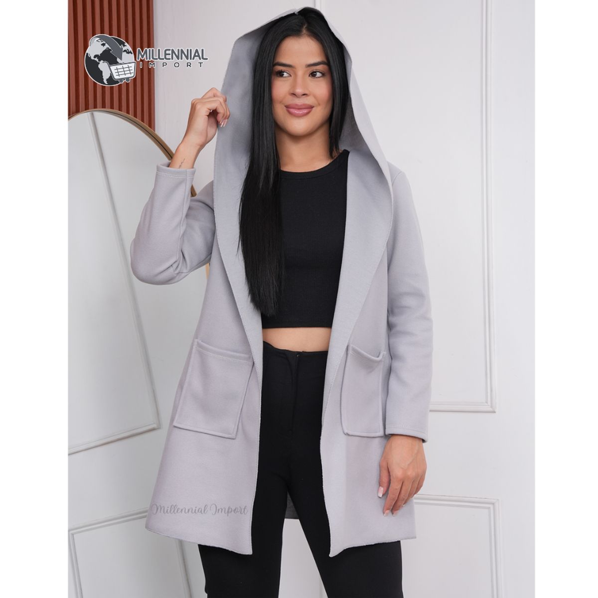 GENERICO - Capa Elegante para Mujer con Capucha y Bolsillos  Ideal para el Frío