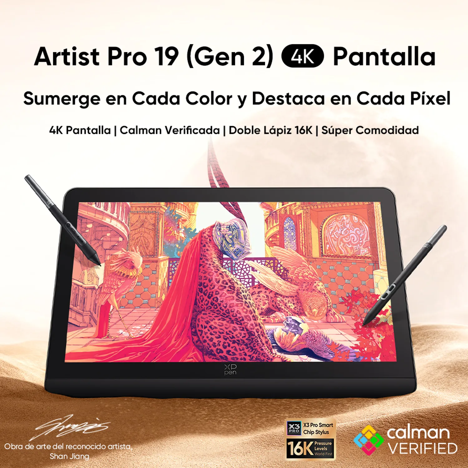 XPPen Artist Pro 19 (Gen 2) Tableta Gráfica - 4K Pantalla com
