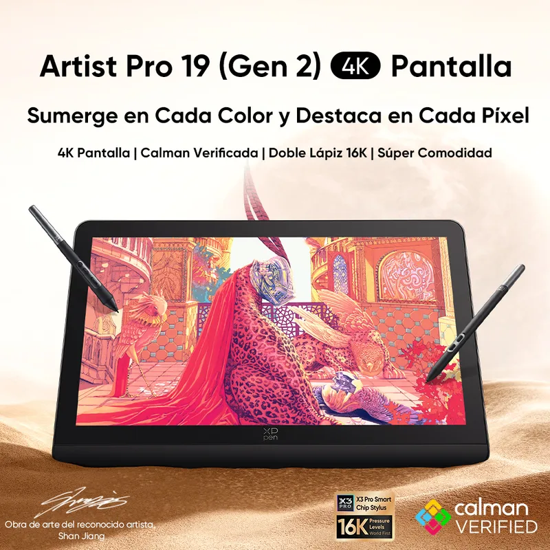 XP PEN - XPPen Artist Pro 19 (Gen 2) Tableta Gráfica - 4K Pantalla com ACK05