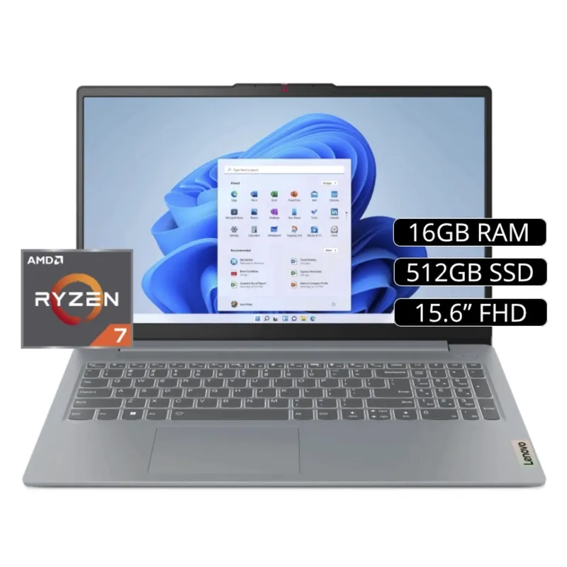 LENOVO - Laptop Lenovo Ideapad Slim3 R7 5825U 16gb 512gb 15.6 FHD Gris