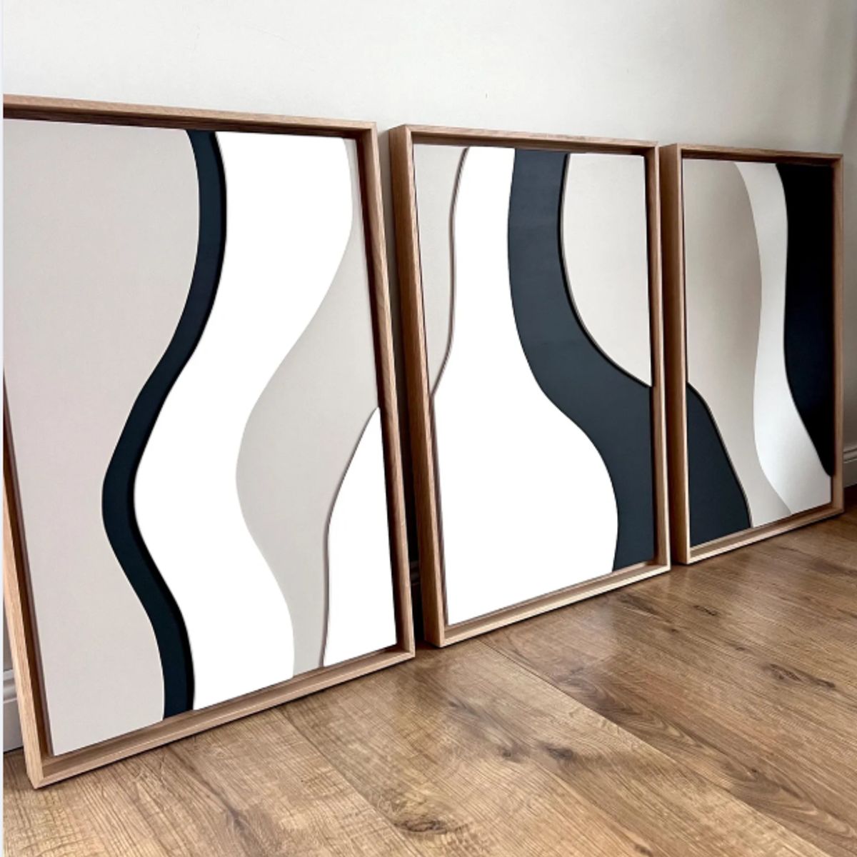 BOSQUE INVERNAL DECORACION ECO ALTERNATIVA - Trío de cuadro asimétrico en madera AMSTERDAM tres piezas