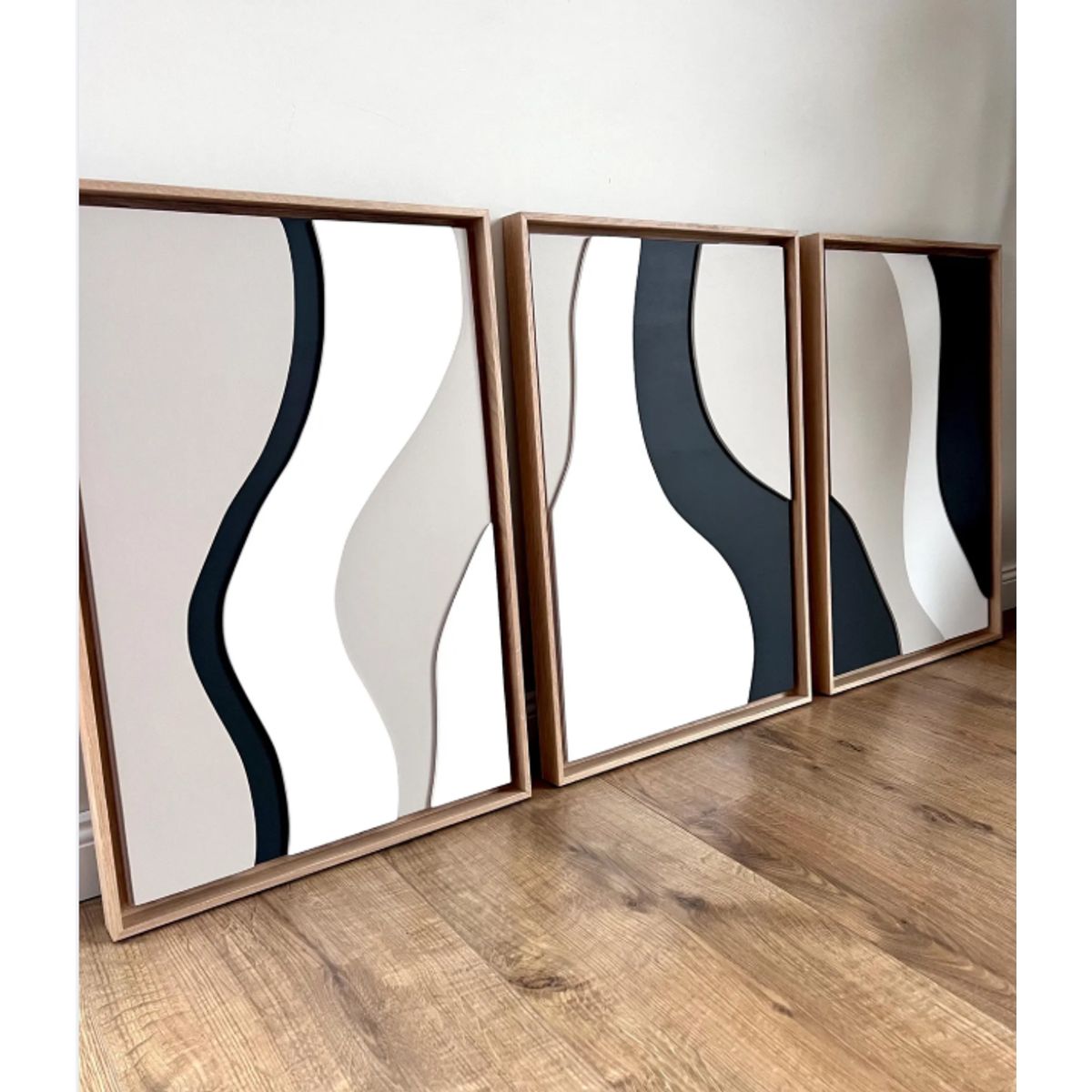 BOSQUE INVERNAL DECORACION ECO ALTERNATIVA - Trío de cuadro asimétrico en madera AMSTERDAM tres piezas