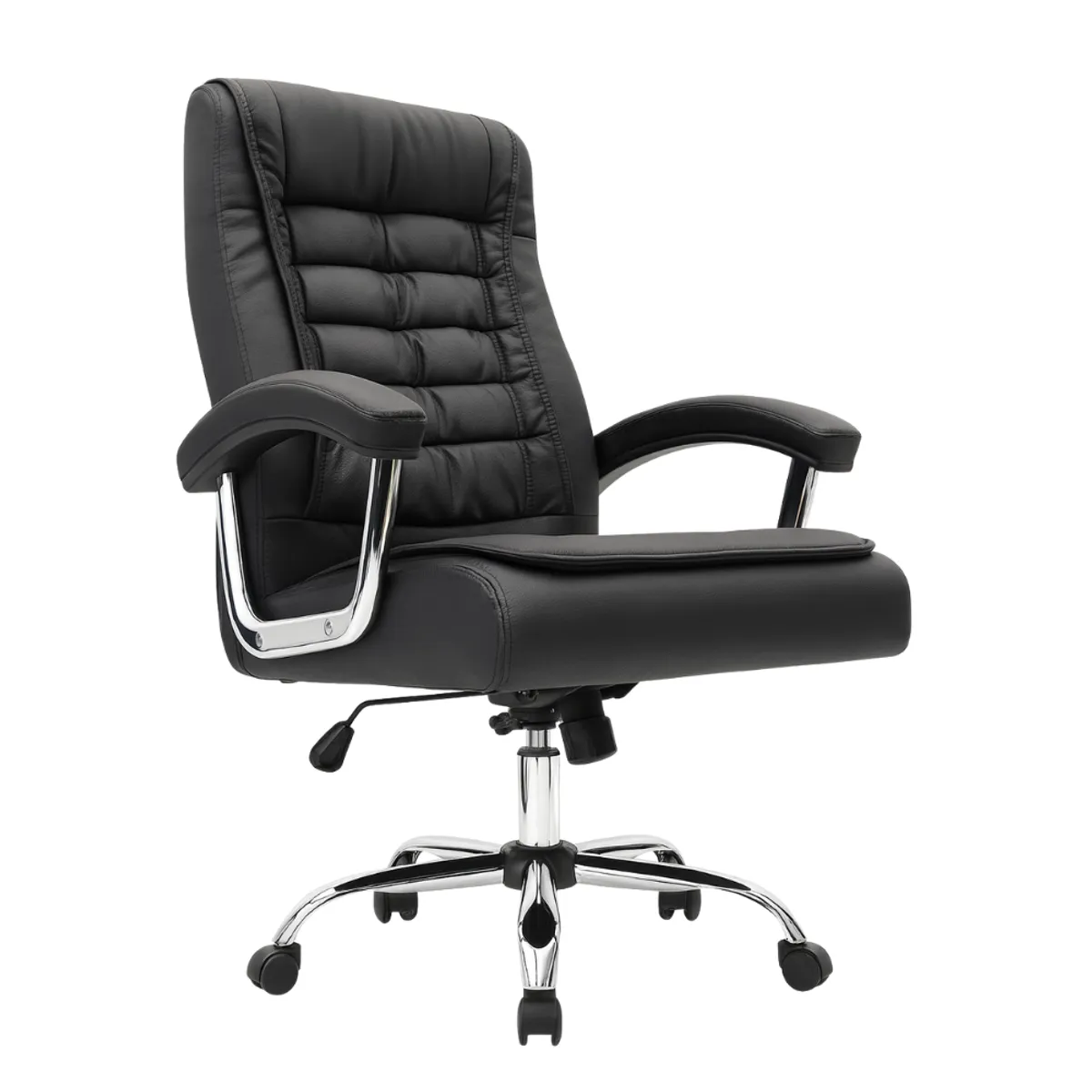 GENERICO - SILLA DE OFICINA PRESIDENCIAL ERGONÓMICA CUERO NEGRO