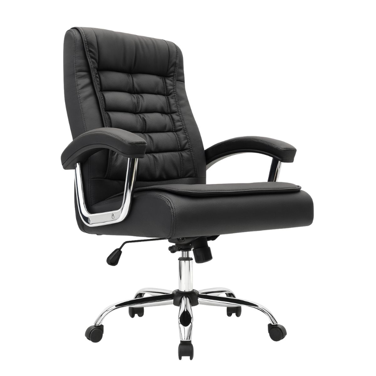 GENERICO - SILLA DE OFICINA PRESIDENCIAL ERGONÓMICA CUERO NEGRO