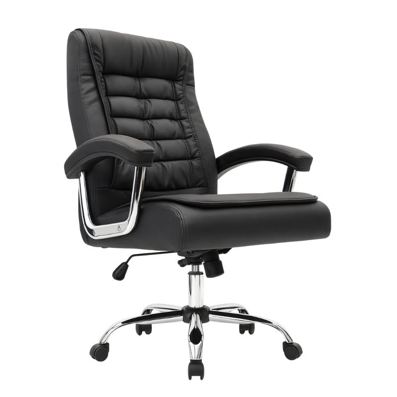 GENERICO - SILLA DE OFICINA PRESIDENCIAL ERGONÓMICA CUERO NEGRO