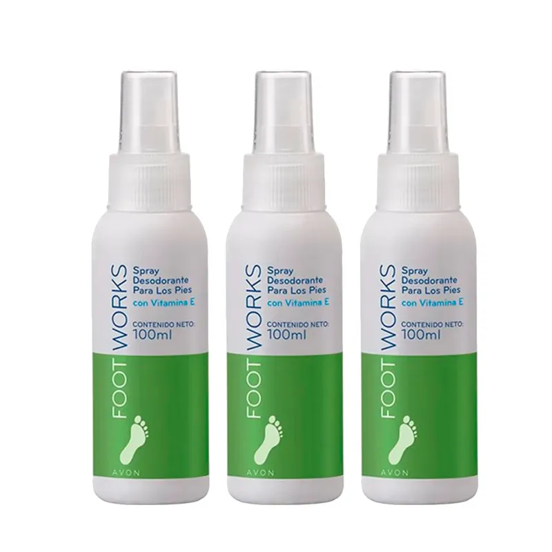 AVON - KIT x3 Desodorante Para Pies Spray Foot Works 100Ml