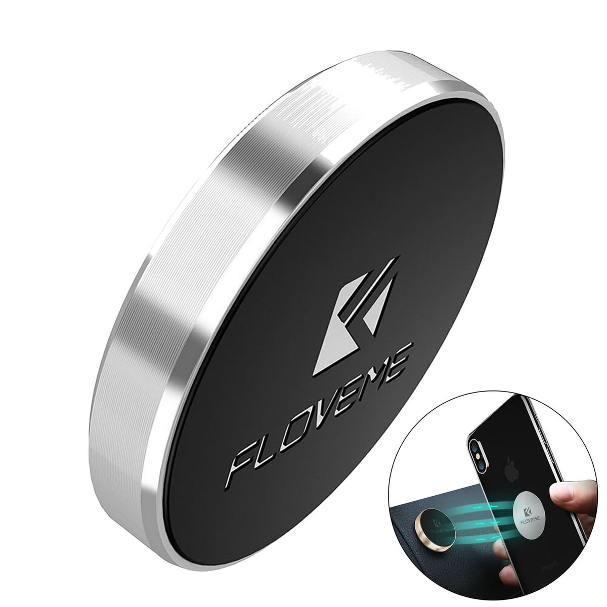 GENERICO - Soporte magnético circular para celular o móvil para auto - Gris