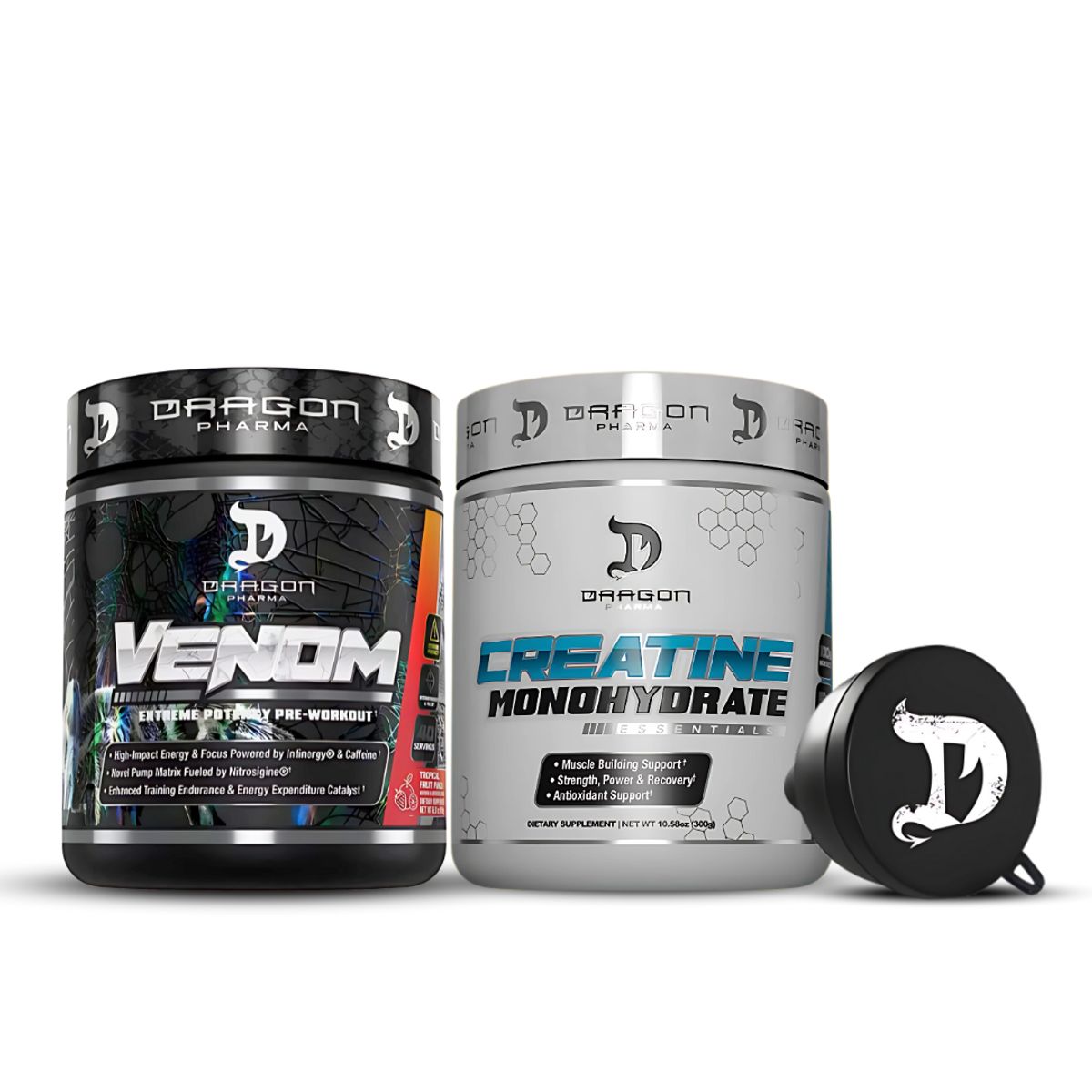 DRAG PHARMA - Venom 40 Serv Fruit Punch + Creatina Dragon Pharma 300 g + embudo