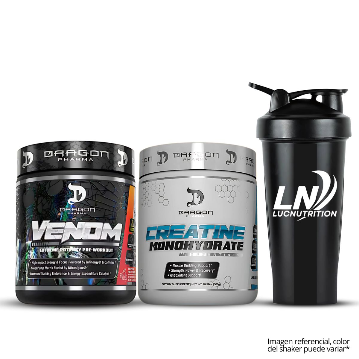 DRAG PHARMA - Venom 40 Serv Fruit Punch + Creatina Dragon Pharma 300 g + shaker